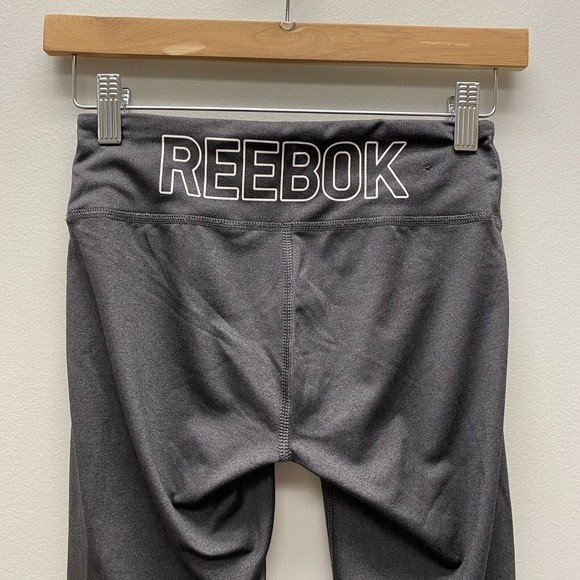 Reebok Active Leggings Size XS Midrise Charcoal Gray Logo Full Length Athletic - Picture 6 of 7